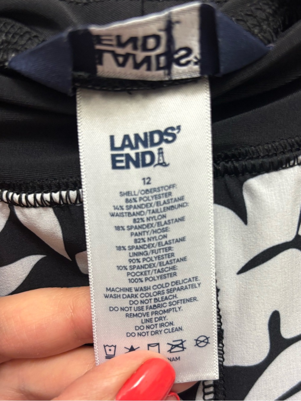 Lands End Swim Shorts Women’s Size 12 Color Black and White - Picture 7 of 8